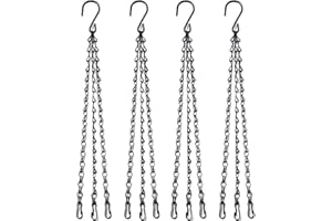 HH-LIFE 4 Pièces chaînes Noire Suspension à 3 brins 56cm (22") Chaîne de Panier Suspendu pour mangeoires, Plante, Pots de Fleurs Jardinières d'oiseaux Lanternes Ornements