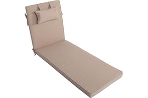 ‎LILENO HOME LILENO HOME Sonnenliege Auflage Mit Kopfkissen [1er Set - Rollliege] in Taupe - Perfekt für Strandliege und Gartenliege MAR