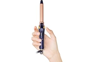 ATOPSKINS 19mm Small Curling Tongs for Short Hair, Ceramic Mini Hair Curler Mini Hair Curling Wand for Travel, Curling Iron 5 Temps Adjustable from 120-200℃, LCD Display, PTC Heating, Double Voltage (Rose Blue)