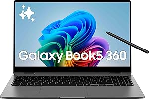 Samsung Galaxy Book5 360 15.6", Copilot+PC, Ordinateur Portable avec IA, Processeur Intel Core Ultra 7, Mémoire 16Go RAM, Stockage 512Go, Clavier AZERTY FR, Anthracite