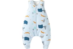 Duomiaomiao Baby Sleeping Bag with Legs 2.5 TOG,Unisex 100% Cotton Wearable Blanket baby Winter sleeping bag 6-18 months
