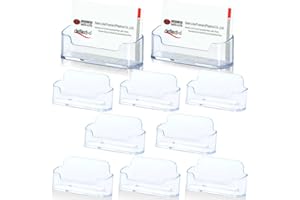 Leikurvo Lot de 10 Porte-Cartes de Visite en Acrylique Transparent - Support de Table pour Bureau et Exposition