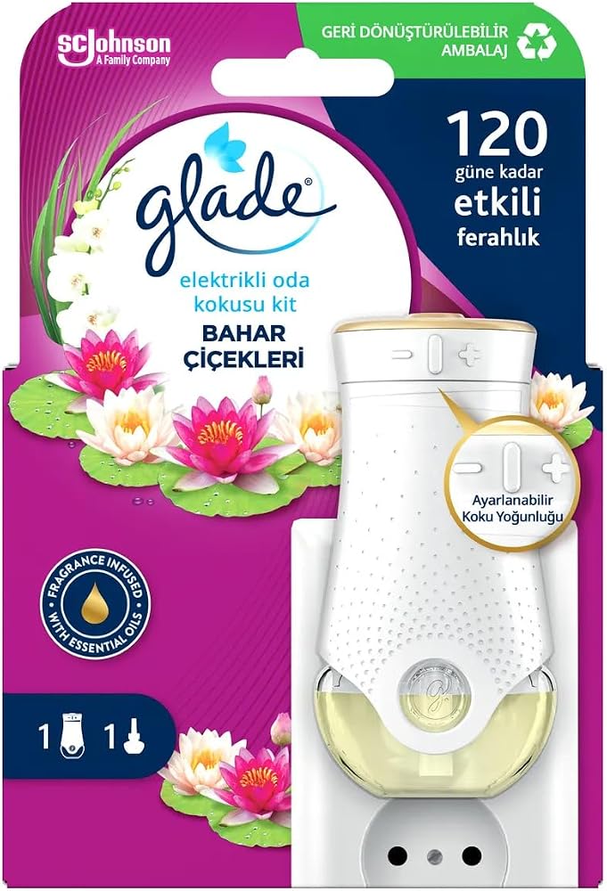 Glade Elektrikli Oda Kokusu Kit ve Yedek Bahar Çiçekleri 20 ml, 120 Gün Etkili