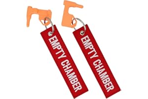 YONCONO Paquete de 2 banderas de seguridad de cámara para rifle, escopeta y pistola, llavero bordado, compatibilidad universal, etiquetas de cámara vacía