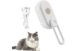 DONUBIIU Steamy Cat Brush, 3 in1 Cat Steamy Brush, No-Clean Steam Cat Brush, Multifunctional Cat Steam Brush, Cat Grooming Brush, Cat And Dog Pet Hair Removal Comb (White)