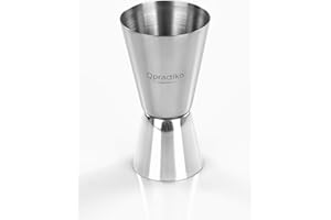 Qpractiko | Vaso medidor doble | 30/60 ml, acero inoxidable, apto lavavajillas | Fácil de limpiar, resistente al óxido, uso profesional | Precisión y eficiencia en coctelería
