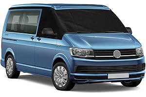 SOEKODU Cubierta del Parabrisas Compatible con VW T4, 600D Lujo Parasol de Ventana Delantera, 100% Opaco, Bloquea Los Rayos UV, Protector de Parabrisas Delantera Resistente Intemperie