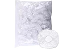 BOXCUTE 110PCS gorros de ducha desechable de plástico, impermeable gorros Ducha, adecuados para uso en hogares, hoteles, salones de belleza, centros de spa y peluquerías.diámetro 44cm.