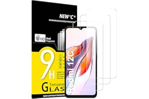 NEW'C Lot de 3, Verre Trempé pour Xiaomi Redmi 12C, Xiaomi Redmi 10C, Film Protection écran - Anti Rayures - sans Bulles d'air -Ultra Résistant (0,33mm HD Ultra Transparent) Dureté 9H Glass