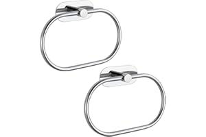 EOLAX Toallero para baño, toallero autoadhesivo montado en la pared, toallero de baño de acero inoxidable, accesorios de hardware sin taladrar, moderno soporte redondo para toallas, cromo Paquete de 2