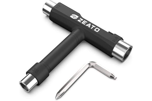 Zeato Outils de Skateboard Skate Accesoire Multi-Fonctions Portatifs avec Clé Allen de Type T et Tournevis à tête Phillips de Type L Skateboard Longboard Tool