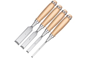 SDLDEER 4 Stück Stechbeitel Set für Holz, CR-V Stahl Halbkreisförmige Kante Hohlbeitel Set 6mm/12mm/18mm/25mm für Anfänger und Profis, DIY Holzmeißel Bildhauerei Tool für Tischler, Carver