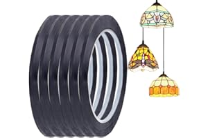 HOBBIESAY 66m 6 Rolls PET Glass Lead Lines Thin Glass Leading Strips Black Leading Strip Self-Adhesive Lines for Faux Glass Painting Glass Window Art Crafts and Decoration