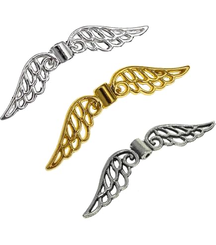 Charms Angelo Tono Oro Lucido 17mm &ndash; Miniatura 2 Lati &ndash; 10 Pezzi The Slippery Pearl