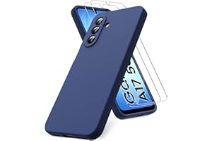 Vansdon Coque Compatible avec Samsung Galaxy A17 4G/5G, 2 Film de Protection en Verre trempé, Housse Souple en TPU en Silicone Liquide, Housse en Caoutchouc Antichoc - Bleu Nuit