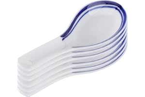 Cabilock 5 sztuk chińskich łyżek do zupy niebieskie i białe porcelanowe łyżki do zupy ceramiczne azjatyckie przystawki łyżki kolacji łyżki naczynia do domu restauracji