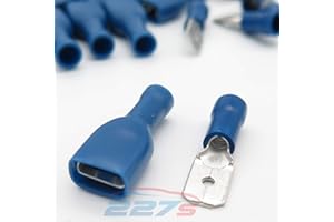 HERZO 100x Cosse Electrique Plate 6.3 mm Bleue - 50x Male et 50x Femelles (Pour fils jusqu'à 1.1mm to 2.6mmà²) - LIVRAISON GRATUITE!