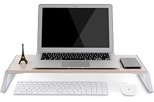 THINGY CLUB ThingyClub Monitor Stand Riser with Metal Feet for Computer Laptop iMac TV LCD Display Printer, Computer Monitor Riser with Desk Tabletop Organizer 20x9.45inch Sturdy Platform Save Space (White Birch)