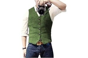 Solovedress Uomo Casual lana a spina di pesce vestito gilet scollo a v tweed gilet per matrimonio Groomsmen