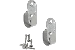 Gedotec Supporto per asta appendiabiti ovale in metallo, OVA, porta barra ovale in acciaio nichelato, da 4 pezzi, ganci appendiabiti per montaggio a parete