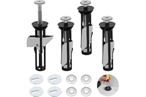 POXIAOER Toilet Seat Fittings, 4 Pack Toilet Seat Screws, Stainless Steel Toilet Seat Fixings for Top Lid Hinges, Universal Toilet Seat Bolts for Blind Holes Easy Install Replacement Fixing Kit with Gaskets
