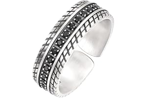 ARHZ Ringe Herren - Ringe Für Herren - Silberring Herren - Vintage Silberner Reifenformring - Offener Verstellbarer Herrenring - Stilvolle Ringe Für Männer Und Frauen