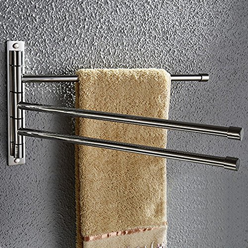KES Badetuchstange mit 3 bewegliche, aus hochwertigem Edelstahl, zur Wandmontage, Chrome, A2102S3 - 5
