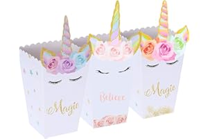 Liuer Popcorntüten,36PCS Popcorn Tüten Einhorn Popcorn Box Süßigkeiten Schachtel Treat Candy Boxes für Kinder Geburtstag Partyzubehör Geschenktüten
