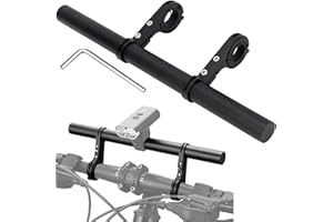 RUNQIN OUTDOOR Rallonge Guidon Vélo 30cm avec 2 Supports Serrage et 1 Clé Hexagonale, Extension Guidon Universelle en Aluminium 2,5 à 3,2 cm pour Lampe, Compteur Vitesse, GPS, Support de Téléphone, Caméra d'Action