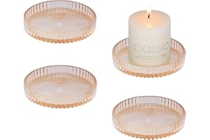 YoHyien 4 Piezas Portavelas Cristal 9 cm, Candelabros para Velas, Portavelas Decoracion, Retro Soporte Velas, Candelabros Decorativos para Navidad, Boda, Oración, Fiesta en Casa y Cena (Ámbar)