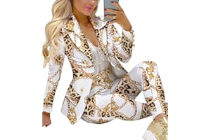 ORANDESIGNE Donna Tailleur Pantalone Completo Blazer Maniche Lunghe Pantaloni Ufficio Giacche da Abito in Due Pezzi Set per Matrimoni e Feste