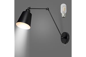 MantoLite Lampa ścienna z przełącznikiem, lampa nocna ze stożkowym kloszem, umywalka, lampa ścienna, lampa do czytania, oświetlenie ścienne (łącznie z żarówką)