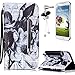 Produktbild Samsung Note 5 Hülle,Galaxy Note 5 PU Leder Flip Wallet Case Cover,Sunroyal Retro Elegant Schön Schwarz Weiß Blume Malerei Muster Entwurf Flip Magnetverschluss Wallet Kreditkarte ID Card Slots Handy Hülle mit Standfunktion Strip Bookstyle Handyhülle Tasche PU Schutz Etui Folio Schutzhülle für Samsung Galaxy Note 5 + Bling Glitzer Diamant Staub Stecker und Displayschutzfolie