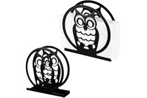 LIYIJIKEJI 2 Pz Portatovaglioli da Tavolo Nero, Portatovaglioli di Carta, Portatovaglioli in Metallo, Porta Tovaglioli da Tavolo, Porta Tovaglioli Moderno per Cucina Ristorante Bar(Modello Gufo)