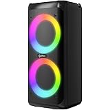 pTron Fusion Saga 48W Bluetooth Party Speaker w/Pristine Sound, Dual Drivers, Rhythmic RGB Lights, 6Hrs Playtime, BT5.3/Aux/TF Card/USB Playback Modes, Type-C Charging, Portable Design (Black): 
