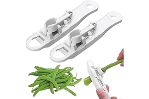 Mein HERZ 2 Pcs Cortador-pelador, Troceador, Triturar la Cocina, Cortador, Herramientas de Cocina para Verduras, Acero, para Algarroba, Judías Verdes, Guisantes, Blanco, 3 x 13 x 3 cm