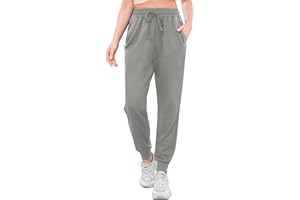 Terecey Pantalon de Jogging Femme en Coton Pantalons de Sport Doux Longue avec Poches Zippées pour Running Fitness Training