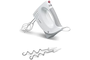 ‎BOSCH Bosch Handrührer MFQ3530, Handrührgerät, 2 Rührbesen, 2 Edelstahl-Knethaken,spülmaschinengeeignet, 5 Stufen, 450 W, weiß