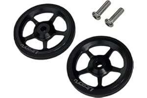 SANDYSEPTEMBER Roues faciles en alliage d'aluminium avec boulon M6 - Pneu en caoutchouc - Pour vélo pliable Brompton - Roulette à roulement portable (noir)