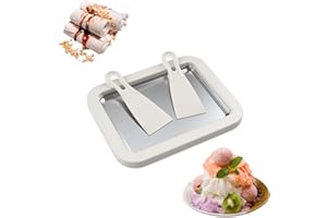 puseky - Máquina para hacer rollos de helado, sartén con 2 raspadores, placa fría rectangular instantánea para hacer helado casero, crema enrollada, yogur congelado, gelatina