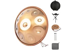 LIAKAI FUSKANG 432hz Handpan Steel Drum 9 Töne 22inch Purple Performer in D Minor mit Handpan-Ständer, Handpan-Koffer