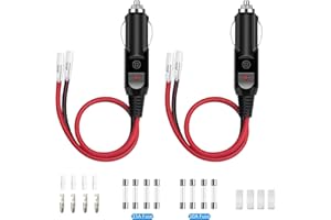 Hoembpn Fiche Male Allume Cigare Voiture avec Fusible 10A/15A et LED,12V/24V Universel Adaptateur Mâle Très Résistant pour Allume-Cigare avec Câble D'alimentation 16 AWG pour Moto,Camion,Tracteur