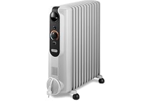 De'Longhi RadiaS Easytronic TRRS1225, Radiador Eléctrico de Aceite, Eficiencia Energética, 12 Aletas, Habitaciones hasta 75m³, 3 Niveles, Termostato de Seguridad, Función Antihelada, Gris