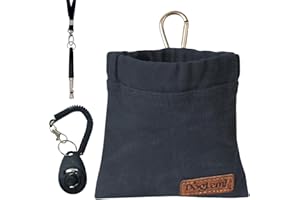 Duuclume Kit di addestramento per cani, sacchetto per cuccioli di cane con clicker e fischietto silenzioso con cordino, sacchetto per addestramento a mani libere, include moschettone, per viaggi o uso