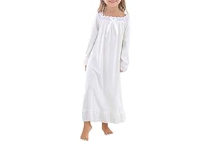 Verve Jelly Girls Cotton Long-Sleeve Nightgown Sleepshirts Pajamas Toddler Sleep Dress Princess Nightwear for Girl 3-12 Years