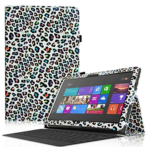 Fintie Schutzhülle Flip Case mit Stylus Halterung für Microsoft Surface RT/Surface 2 26,9 cm nicht kompatibel mit Windows 8 Pro - - ZB-Leopard Regenbogen Surface 2 / Surface RT
