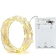 Fairy Lights, 2M 20 LEDs Battery Powered Silver Wire String Lights Waterproof Fairy Lights Indoor Outdoor Lighting Bedroom Garden Jars Camping Wedding Party Festival Tree decorations - Warm White