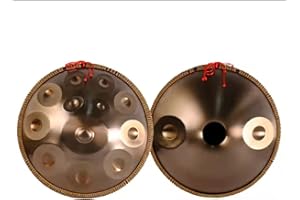 DOZPAL Handpan Drum Gold Steel Tongue Drum con protección de borde de ratán para familiares y amigos Regalo, 22 pulgadas Handpan Instrument Hand Drum,14notes