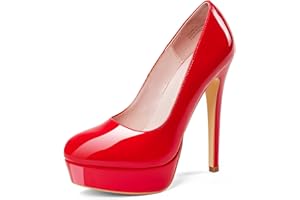 GENSHUO Scarpe col Tacco Alto a Spillo da Donna con Plateau in Vernice, 5,5 pollici/14 cm, Scarpe da Donna con Plateau e Tacchi Sexy da infilare