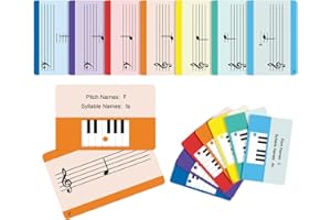 MLEJIAKJ Piano Notes Flashcards - Lernhilfe für Anfänger und Profis - Inklusive Notensystem, Notation, Tonhöhen-/Silbenbezeichnungen, Tastaturposition, Notenschlüssel und mehr - 54 doppelseitige Karten